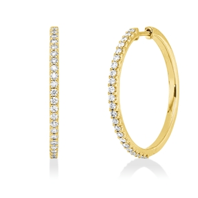 Creolen aus 750 Gold Gelbgold 46 Brillanten 1,02ct TW-SI 33x2,2mm Creolen aus 750 Gold Gelbgold 46 Brillanten 1,02ct TW-SI 33x2,2mm