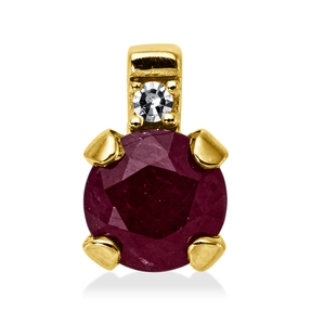 Anhänger aus 750 Gelbgold Rubin 0,42ct rot Diamant 0,01ct TW-SI 6,7x4,4mm