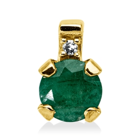 Anhänger aus 750 Gelbgold Smaragd 0,3ct grün Diamant 0,01ct TW-SI 6,7x4,4mm