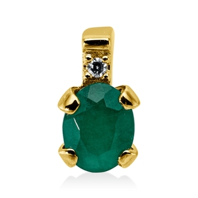 Anhänger aus 750 Gelbgold Smaragd 0,29ct grün Diamant 0,01ct TW-SI 7,2x4mm
