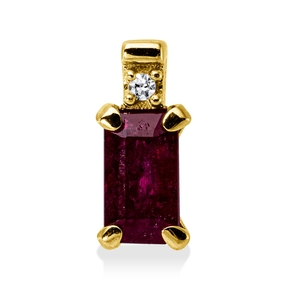 Anhänger aus 750 Gelbgold Rubin 0,27ct rot Diamant 0,01ct TW-SI 7,9x3,5mm