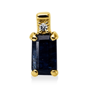 Anhänger aus 750 Gelbgold Saphir 0,34ct blau Diamant 0,01ct TW-SI 7,9x3,5mm