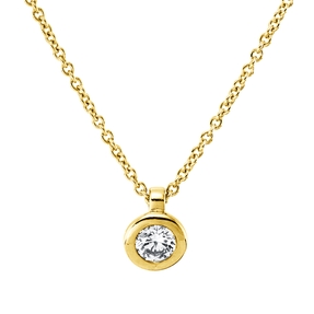 Solitaire Collier aus 750 Gold Gelbgold Brillant 0,1ct TW-SI L:45cm Zarge