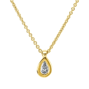 Solitaire Collier Tropfen 750 Gelbgold Diamant Tropfen-Schliff 0,1ct TW-SI L:45cm