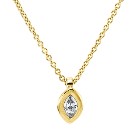 Solitaire Collier aus 750 Gelbgold Diamant Navette-Schliff 0,11ct TW-SI L:45cm