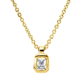 Collier aus 750 Gold Gelbgold Diamant Smaragd-Schliff 0,09ct TW-SI L:45cm Zarge Collier aus 750 Gold Gelbgold Diamant Smaragd-Schliff 0,09ct TW-SI L:45cm Zarge
