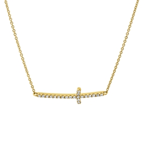 Collier Kreuz aus 750 Gelbgold 21 Brillanten 0,14ct TW-VSI/SI L:40,6cm