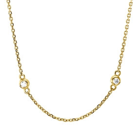 Collier aus 750 Gold Gelbgold 10 Brillanten 0,49ct TW-VSI/SI L:50,8cm Zarge
