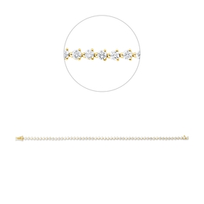 Armband aus 750 Gold Gelbgold 54 Brillanten 3,08ct TW-VSI/SI L:17cm 3er-Krappe