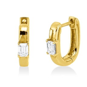 Creolen aus 750 Gelbgold 2 Diamanten Smaragd-Schliff 0,36ct TW-VSI 12,5x3mm Creolen aus 750 Gelbgold 2 Diamanten Smaragd-Schliff 0,36ct TW-VSI 12,5x3mm