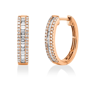 Creolen aus 750 Gold Rotgold 96 Diamanten 0,76ct TW-VSI 18,5x4mm