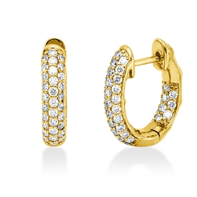 Pavé Creolen aus 750 Gold Gelbgold 82 Brillanten 0,68ct TW-VSI 14,6x3,2mm Pavé Creolen aus 750 Gold Gelbgold 82 Brillanten 0,68ct TW-VSI 14,6x3,2mm