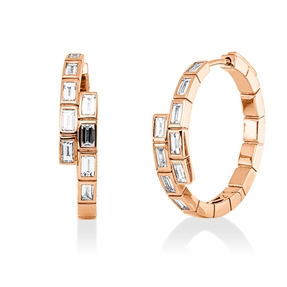 Creolen aus 750 Rotgold 18 Diamanten Baguette-Schliff 1,6ct TW-VSI 27,8x6mm Zarge Creolen aus 750 Rotgold 18 Diamanten Baguette-Schliff 1,6ct TW-VSI 27,8x6mm Zarge