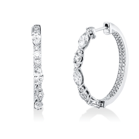 Creolen aus 750 Gold Weißgold 110 Diamanten 1,54ct TW-VSI 24,4x2,5mm Creolen aus 750 Gold Weißgold 110 Diamanten 1,54ct TW-VSI 24,4x2,5mm