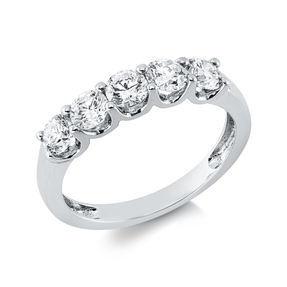 Halb-Memoire Ring aus 750 Gold Weißgold 5 Brillanten 1ct TW-SI B:3,8mm
