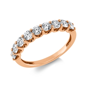 Halb-Memoire Ring aus 750 Gold Rotgold 9 Brillanten 0,92ct TW-SI B:3mm