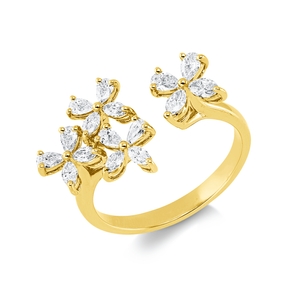 Ring aus 750 Gold Gelbgold 16 Diamanten 0,64ct TW-VSI B:12,1mm