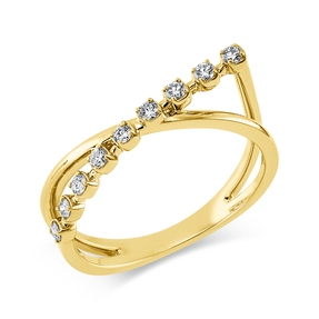 Ring aus 750 Gold Gelbgold 9 Brillanten 0,16ct TW-SI B:4,4mm