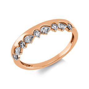 Ring aus 750 Gold weiß/rot 9 Diamanten 0,33ct B:3,9mm Fassung rhodiniert
