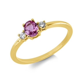 Ring aus 750 Rotgold Saphir 0,38ct pink 2 Brillanten 0,07ct TW-SI B:5mm
