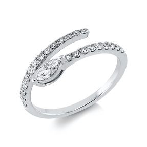 Ring in 750 white gold with 24 diamonds 0.38 ct, width: 5.5 mm
