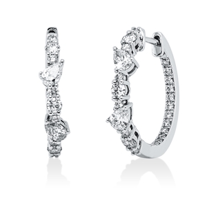 Creolen aus 750 Gold Weißgold 46 Diamanten 1,22ct TW-VSI 21,5x4mm Creolen aus 750 Gold Weißgold 46 Diamanten 1,22ct TW-VSI 21,5x4mm