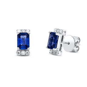 Ohrstecker aus 750 Weißgold 2 Saphire 1,95ct blau 12 Brillanten 0,22ct TW-SI