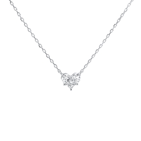 Collier Herz aus 750 Weißgold 3 Diamanten Fanatsy-Schliff 0,16ct TW-VSI L:40,6cm