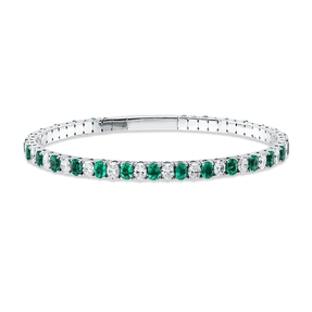 Armreif aus 750 Weißgold 27 Smaragde 3,9ct grün mit Diamanten 52x61mm