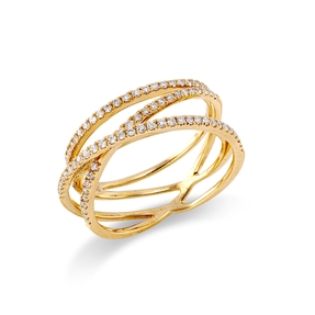 Ring aus 750 Gold Gelbgold 98 Brillanten 0,44ct W-SI B:7,7mm