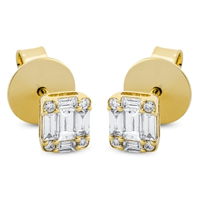 Ohrstecker aus 750 Gold Gelbgold 18 Diamanten 0,41ct TW-SI 5,5x4,7mm