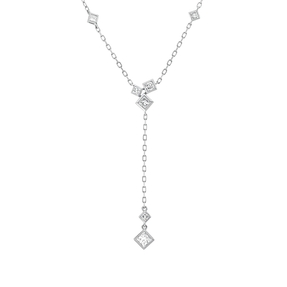 Necklace in 750 white gold with 7 diamonds 0.49 ct TW-SI, length: 45.7 cm