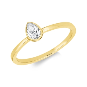 Solitaire Ring aus 750 Gelbgold Diamant Tropfen-Schliff 0,32ct TW-SI B:5,7mm Zarge Solitaire Ring aus 750 Gelbgold Diamant Tropfen-Schliff 0,32ct TW-SI B:5,7mm Zarge