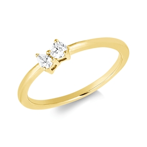 Ring aus 750 Gold Gelbgold 2 Diamanten 0,18ct TW-SI B:4,1mm