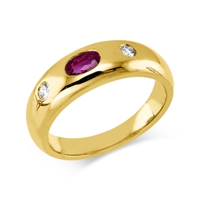 Ring aus 750 Gelbgold Rubin 0,36ct rot 2 Brillanten 0,08ct TW-SI B:6mm