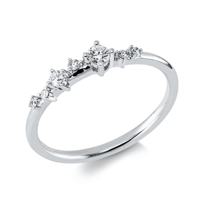 Ring in 750 white gold with 7 diamonds 0.15 ct TW-PI, width: 3.5 mm
