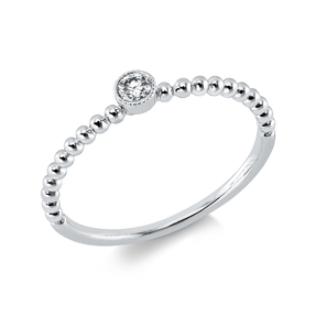 Solitaire Ring aus 750 Gold Weißgold Brillant 0,07ct TW-PI Ø3,2mm Zarge Solitaire Ring aus 750 Gold Weißgold Brillant 0,07ct TW-PI Ø3,2mm Zarge