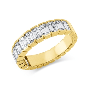 Ring aus 750 Gelbgold 13 Diamanten Smaragd-Schliff 2,12ct F-VSI B:4,9mm