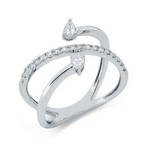 Ring aus 750 Gold Weißgold 21 Diamanten 0,36ct E-VSI/SI B:12,2mm