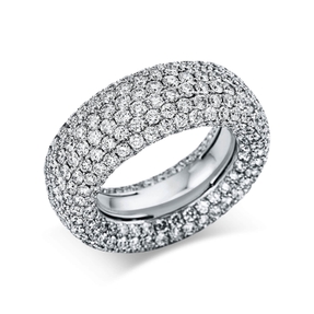 Pavé Ring aus 750 Gold Weißgold 386 Brillanten 7,92ct TW-VSI/SI B:9,4mm