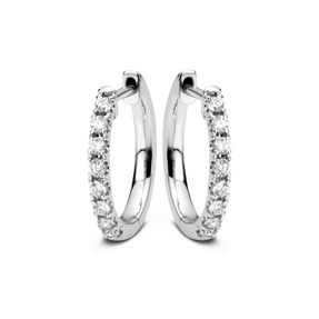 Creolen aus 585 Gold Weißgold 16 Brillanten 0,35ct TW-SI 15,5x2,1mm