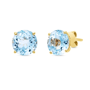 Ohrstecker aus 750 Gold Gelbgold 2 Topase 4,8ct skyblue Ø7,8mm 4er-Krappe