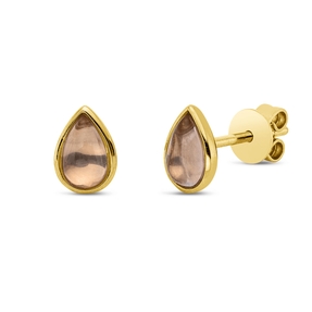 Ohrstecker Tropfen aus 750 Gold Gelbgold 2 Rosenquarze 0,8ct 6,9x5mm Zarge