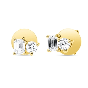 Ohrstecker aus 750 Gold Gelbgold 4 Diamanten 0,63ct TW-SI 4,7x7,2mm