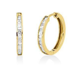 Creolen aus 750 Gold Gelbgold 34 Diamanten 0,56ct TW-SI 17,9x2,7mm Creolen aus 750 Gold Gelbgold 34 Diamanten 0,56ct TW-SI 17,9x2,7mm