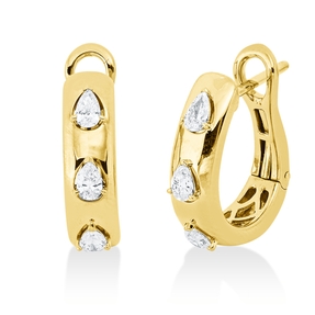 Creolen aus 750 Gelbgold 6 Diamanten Tropfen-Schliff 0,34ct TW-SI 16,3x4,3mm Creolen aus 750 Gelbgold 6 Diamanten Tropfen-Schliff 0,34ct TW-SI 16,3x4,3mm