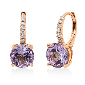 Creolen 750 Rotgold 2 Amethyste 3,49ct pink 12 Brillanten 0,15ct TW-SI 16,8x7,8mm Creolen 750 Rotgold 2 Amethyste 3,49ct pink 12 Brillanten 0,15ct TW-SI 16,8x7,8mm
