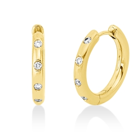Creolen aus 750 Gold Gelbgold 8 Brillanten 0,23ct TW-SI 18,4x2,6mm Creolen aus 750 Gold Gelbgold 8 Brillanten 0,23ct TW-SI 18,4x2,6mm