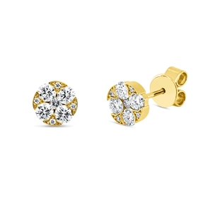 Ohrstecker aus 750 Gold Gelbgold 18 Diamanten 0,59ct TW-SI Ø6,3mm