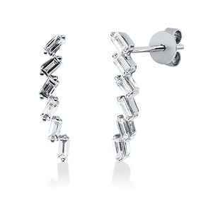 Ohrstecker aus 750 Weißgold 12 Diamanten Baguette-Schliff 0,43ct TW-SI 17,2x3,8mm Ohrstecker aus 750 Weißgold 12 Diamanten Baguette-Schliff 0,43ct TW-SI 17,2x3,8mm